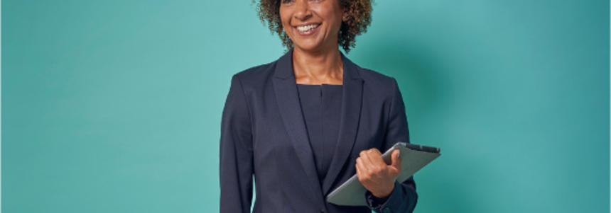 Made in Prologis Surprises A woman holding a tablet computer